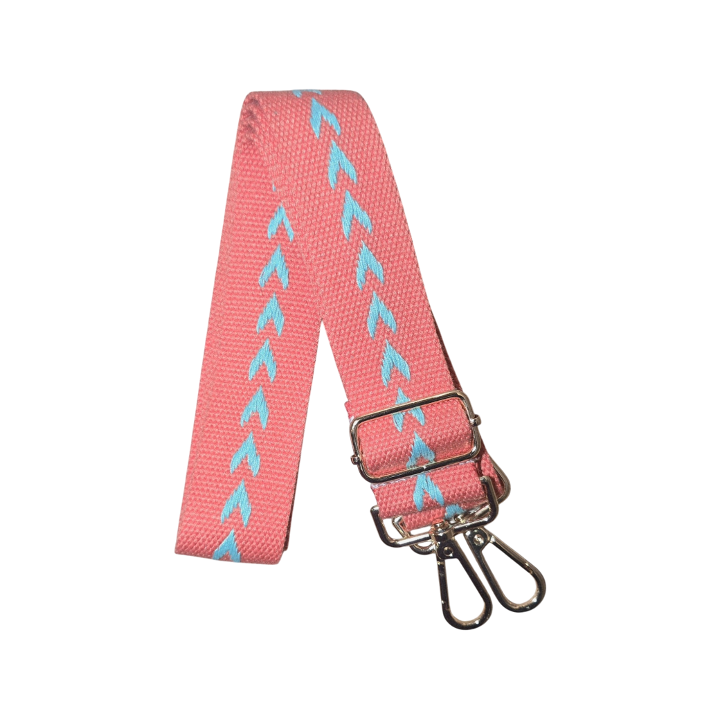 Strap Salmon con corazones aguamarina