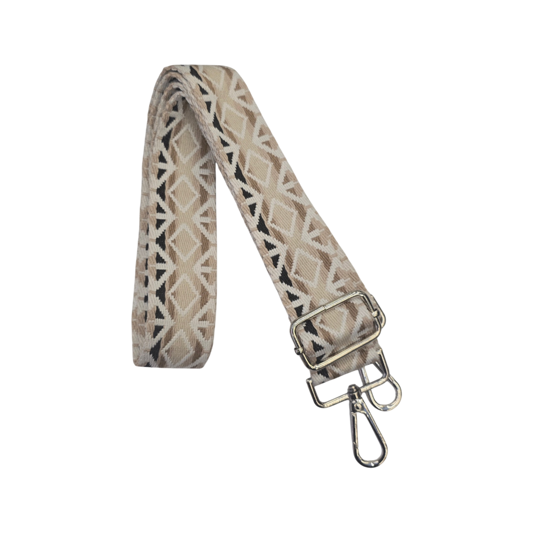 Strap Rombos y Cruces Beige, Blanco y Negro