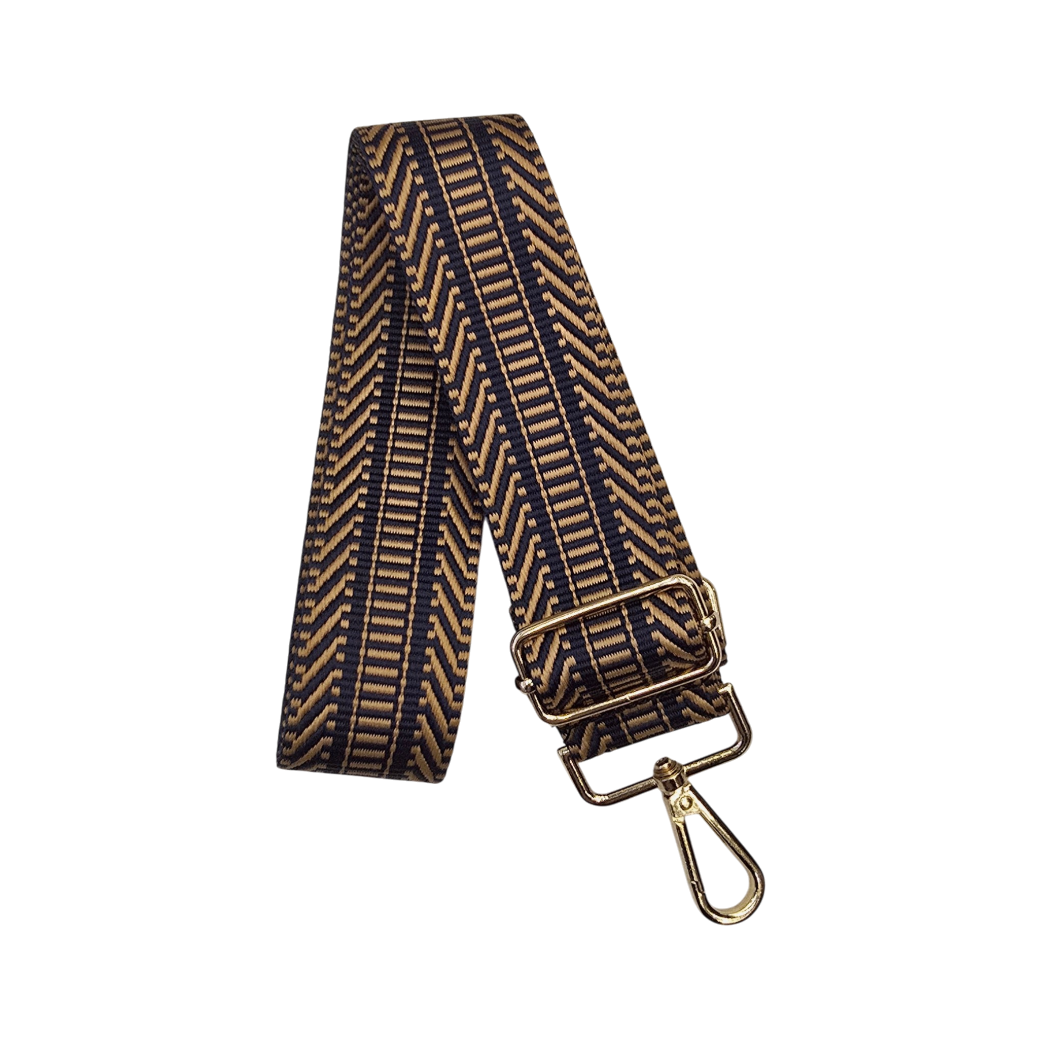 Strap Bloques de Líneas Diagonales Café y Azul